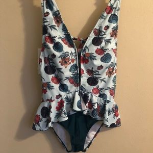 Ruffle plunge swimsuit